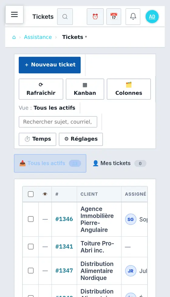 Liste des billets de NoviOps sur un téléphone